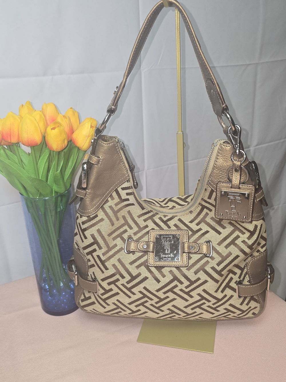 Authentic Tignanello Monogram Woven Jacquard Shoulder Bag